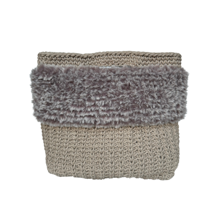 Elegant Faux Fur Brown Crochet Tote