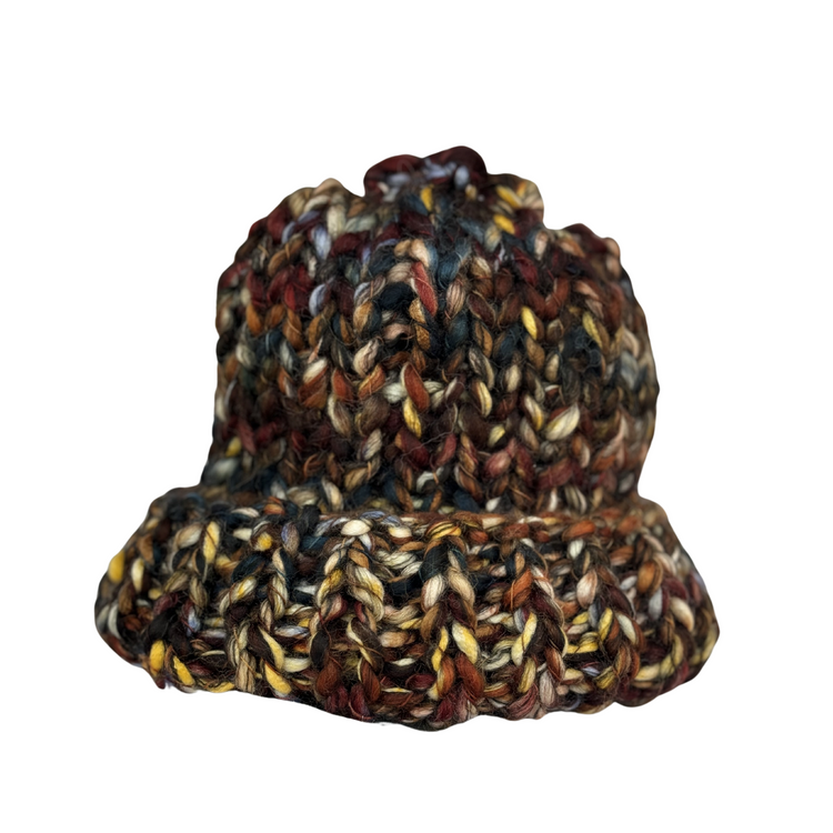 Multi-colour Merino Wool Knit Beanie with Removable Flower Pendant