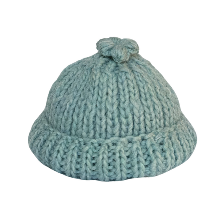 Light Blue Chunky Beanie with Removable Flower
