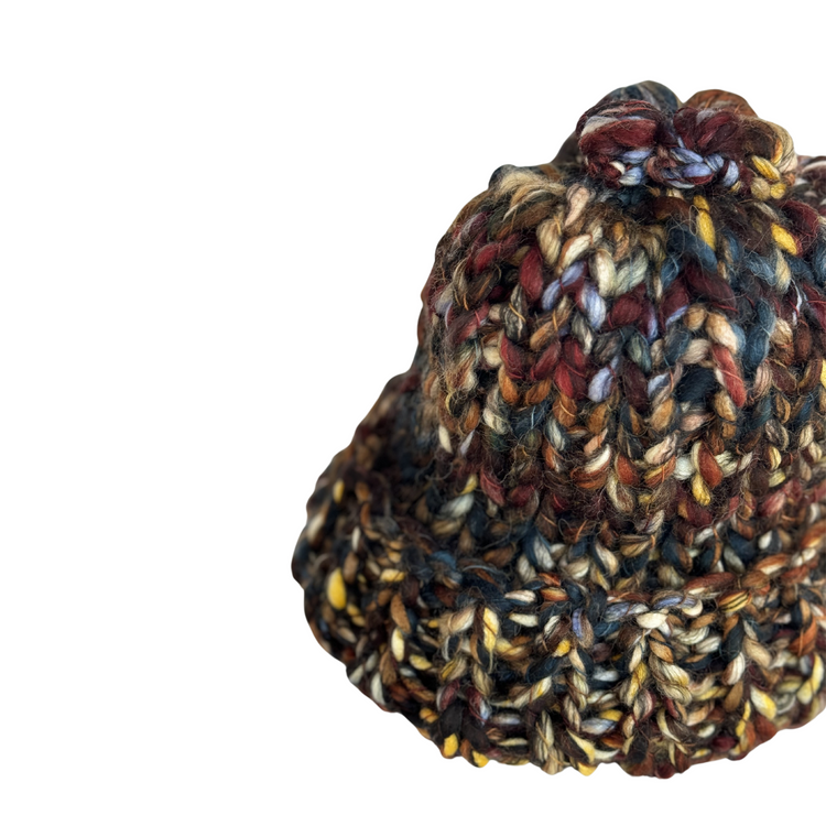 Multi-colour Merino Wool Knit Beanie with Removable Flower Pendant
