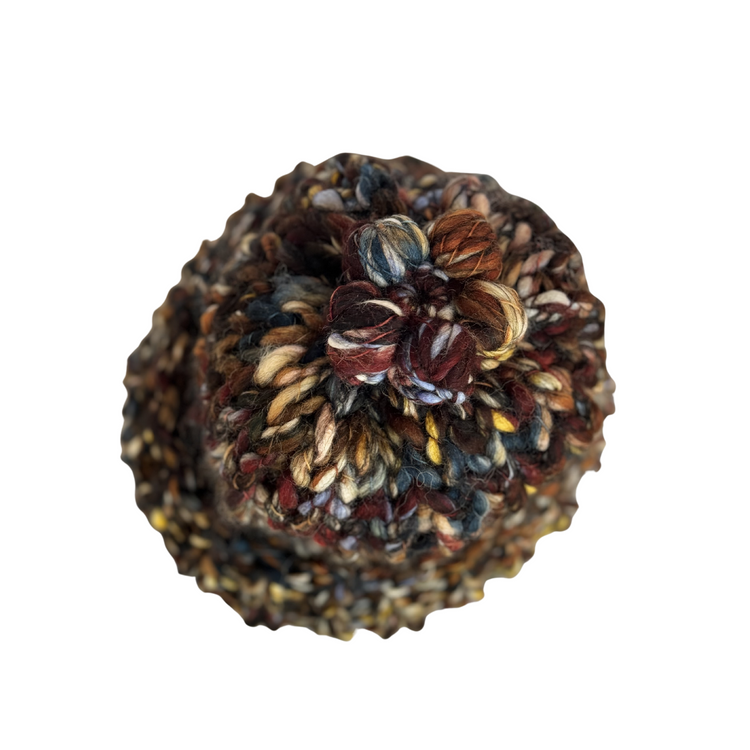Multi-colour Merino Wool Knit Beanie with Removable Flower Pendant