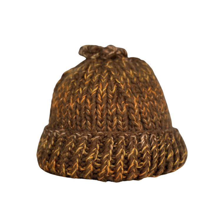 Brown Beanie with Removable Flower Pendant