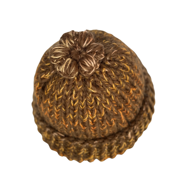 Brown Beanie with Removable Flower Pendant