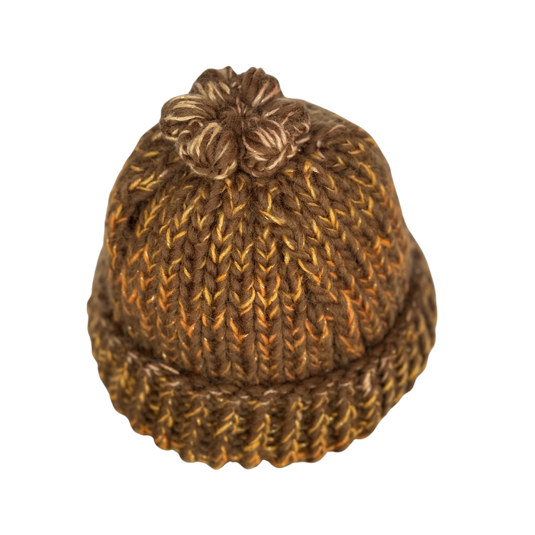 Brown Beanie with Removable Flower Pendant