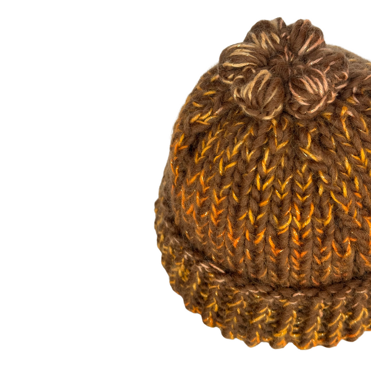 Brown Beanie with Removable Flower Pendant