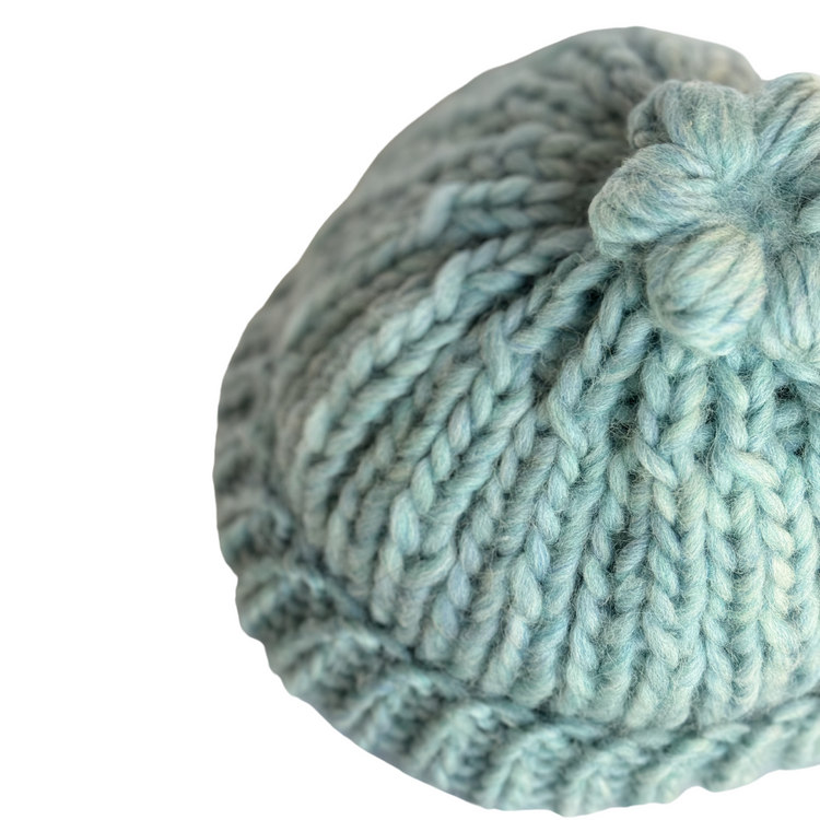 Light Blue Chunky Beanie with Removable Flower