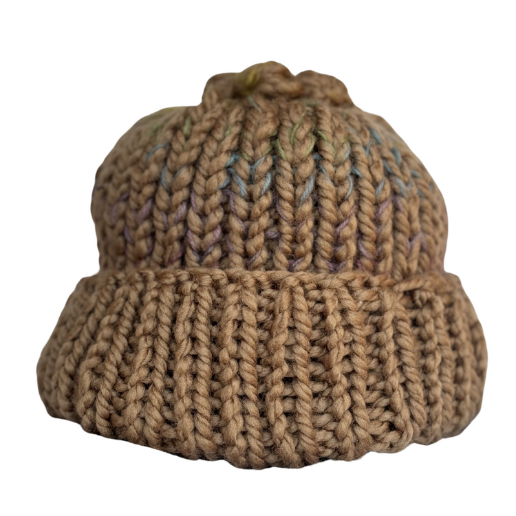 Brown Beanie with Removable Flower