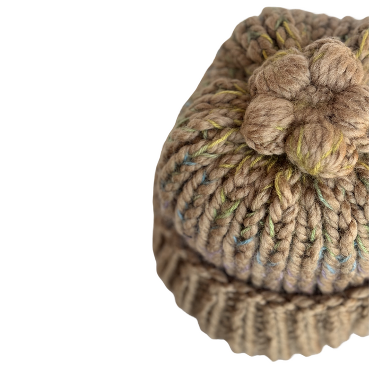 Brown Beanie with Removable Flower