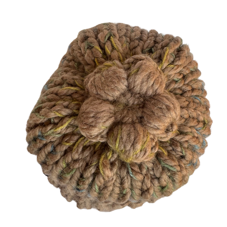 Brown Beanie with Removable Flower