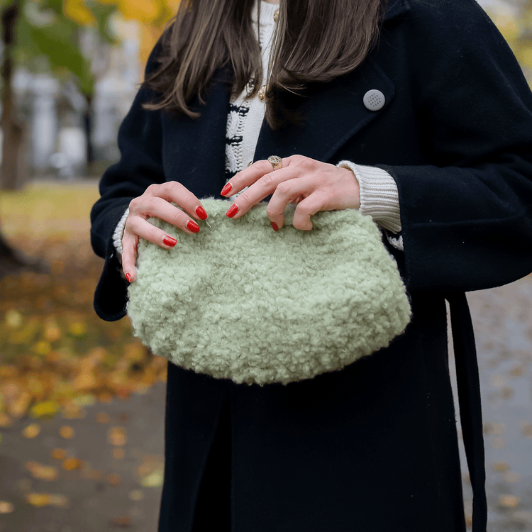 Pastel Green Big Teddy Clutch Bag
