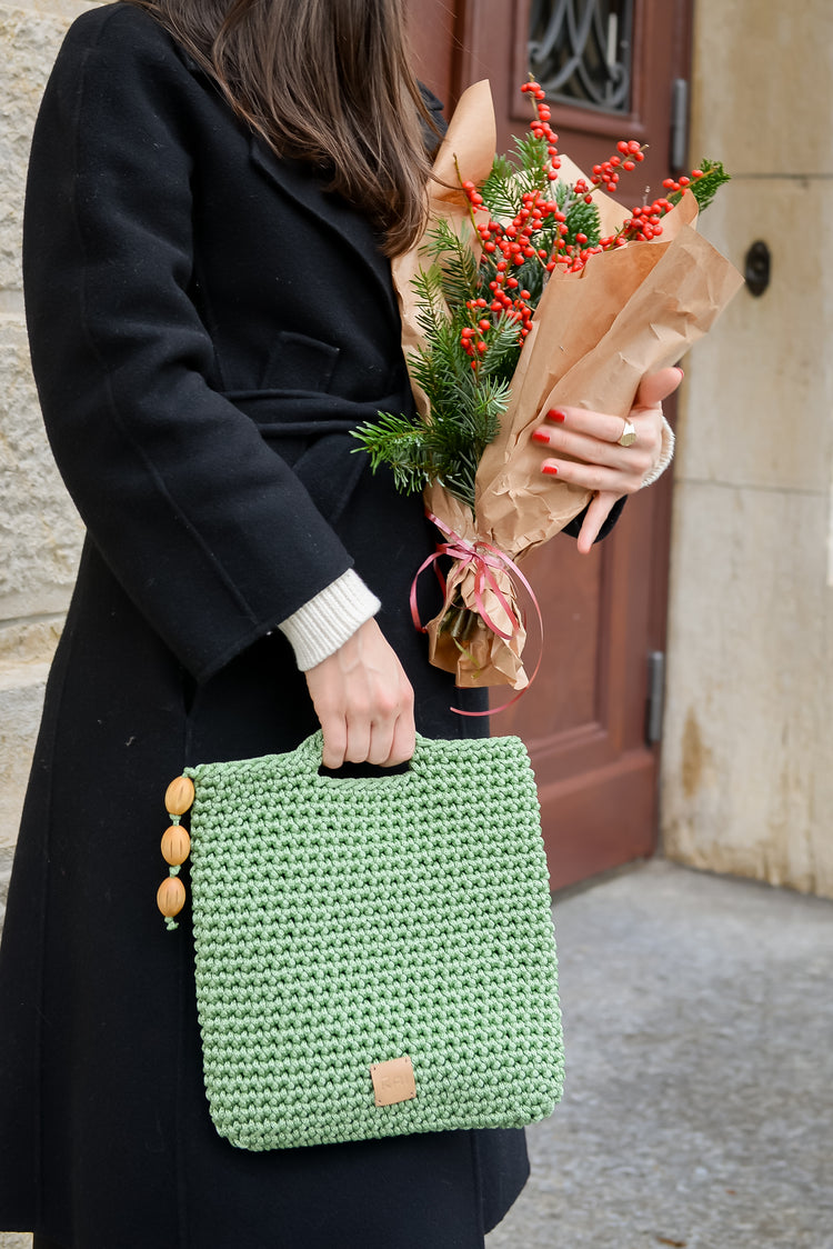 Earthy Green Crocheted Tote
