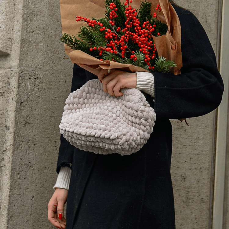 Teddy Velvet Crochet Clutch