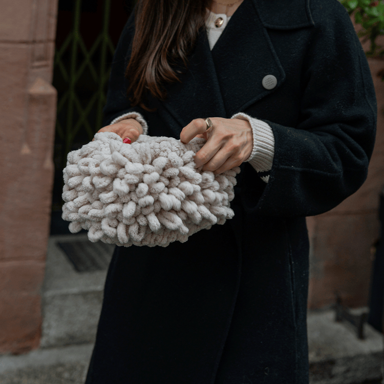 Loop Stich Beige Clutch