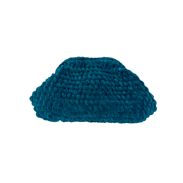 Mini Turquoise Teddy Velvet Crochet Clutch