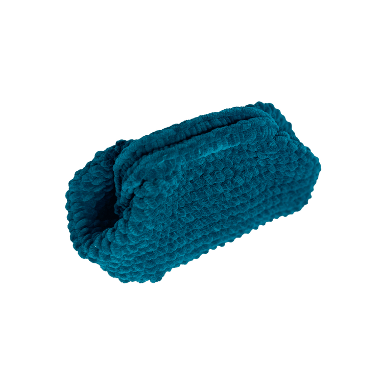 Mini Turquoise Teddy Velvet Crochet Clutch