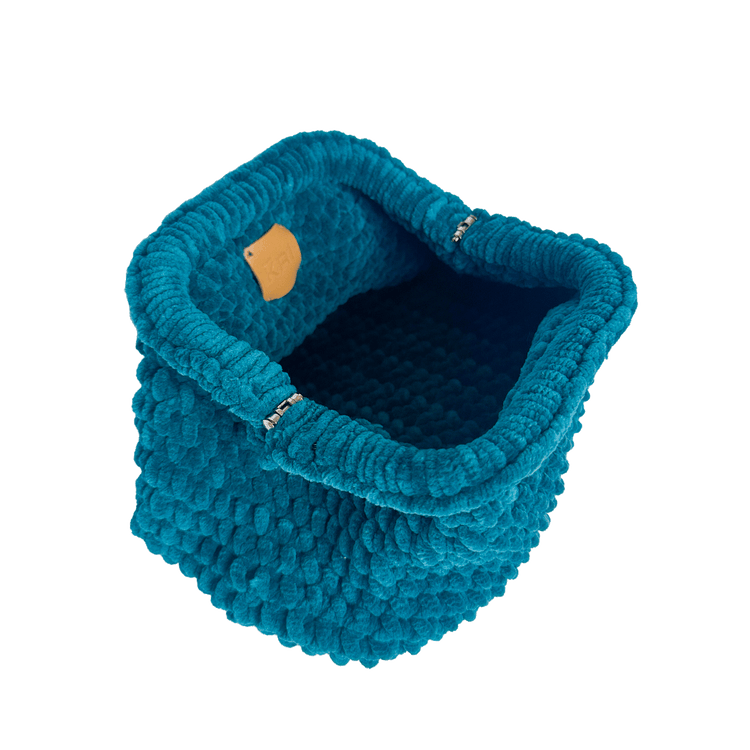 Mini Turquoise Teddy Velvet Crochet Clutch