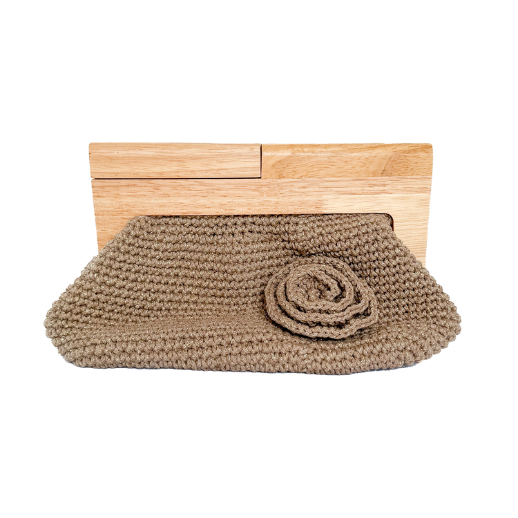 Golden Threaded Crochet Clutch