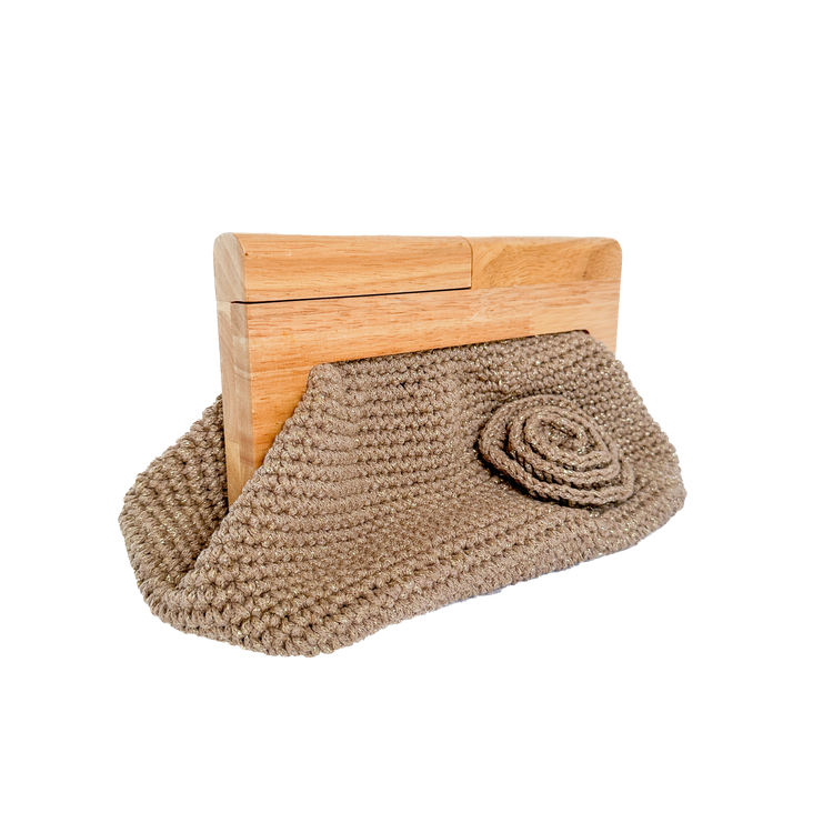 Golden Threaded Crochet Clutch