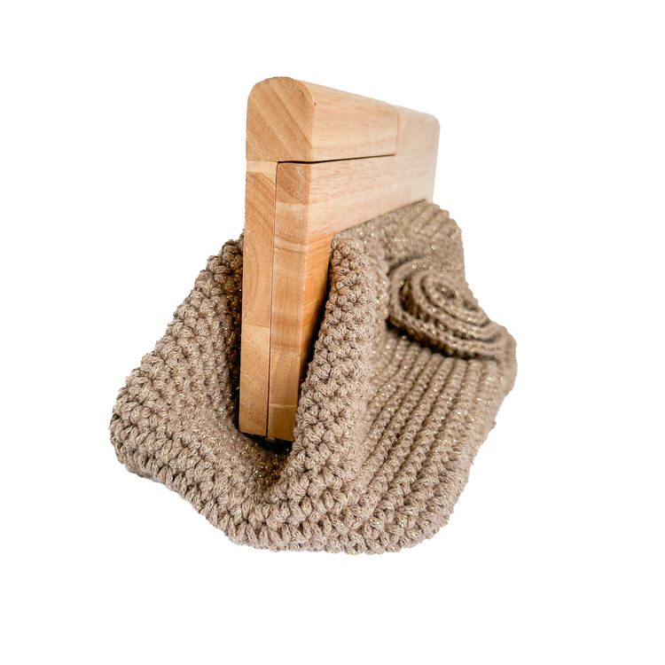 Golden Threaded Crochet Clutch