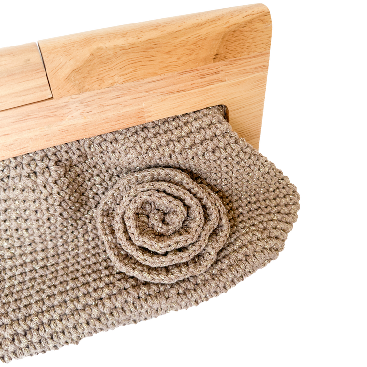 Golden Threaded Crochet Clutch