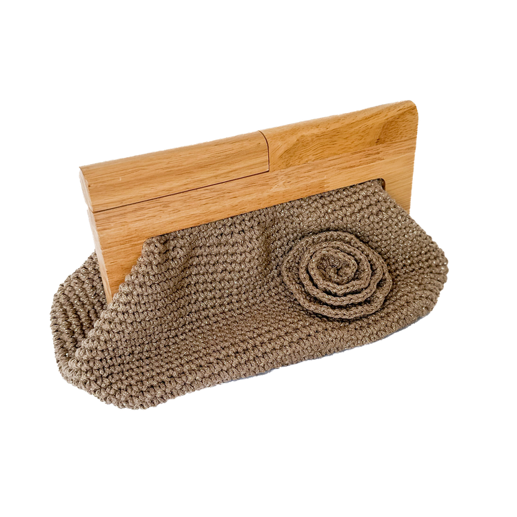 Golden Threaded Crochet Clutch