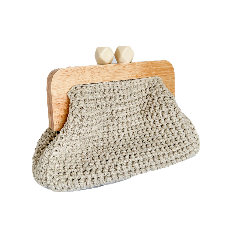 Silver Threaded Crochet Clutch