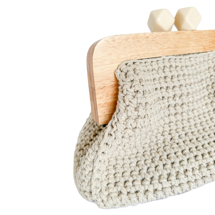 Silver Threaded Crochet Clutch