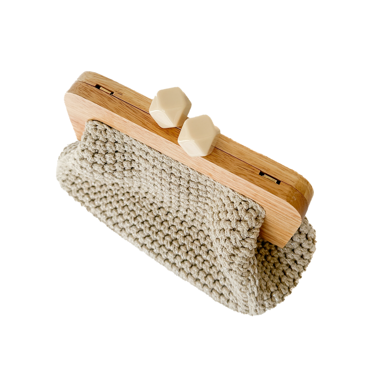 Silver Threaded Crochet Clutch