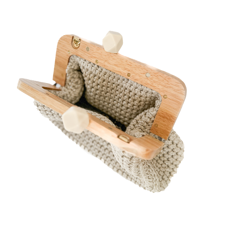Silver Threaded Crochet Clutch
