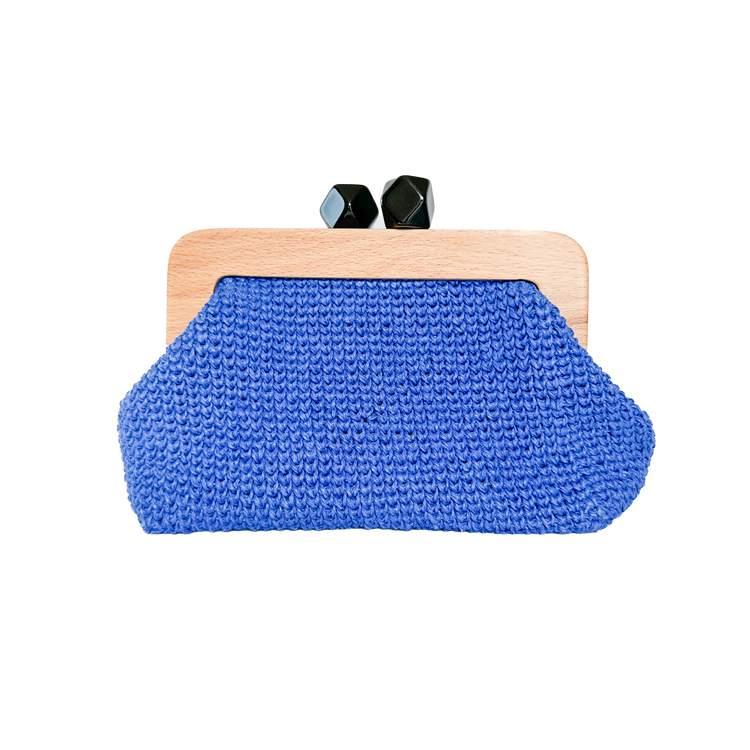 Electric Blue Raffia Clutch