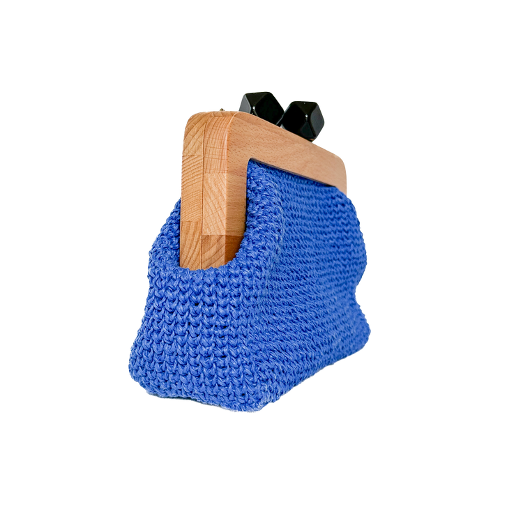 Electric Blue Raffia Clutch