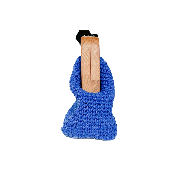 Electric Blue Raffia Clutch