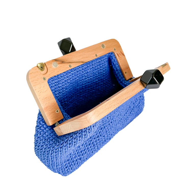 Electric Blue Raffia Clutch