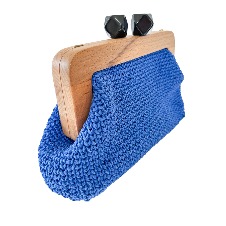 Electric Blue Raffia Clutch